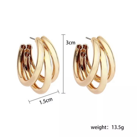 NEW 18K Gold Multi-layer Hoop Earrings - Picture 6 of 7